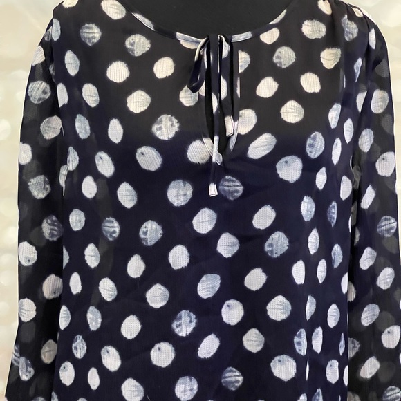 Coldwater Creek M Black‎ Sheath Blouse with Key Hole Long Sleeve - Picture 2 of 7